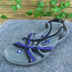 Skechers Memory Foam Women Strappy Sandal Shoes Gray Synthetic‎ Size 8 Medium